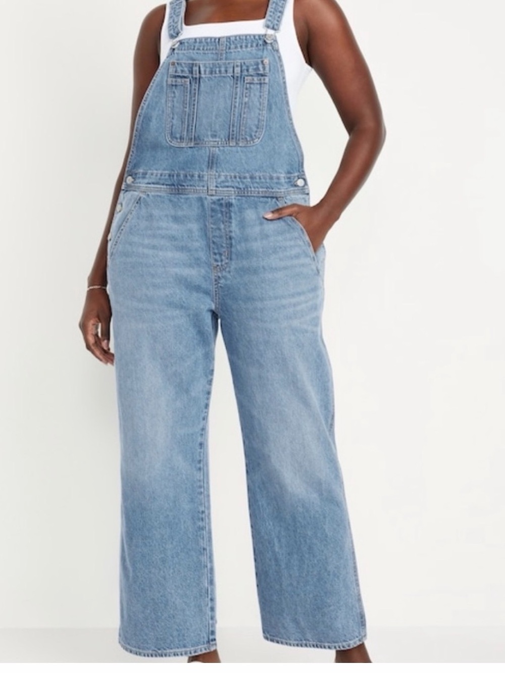 Old Navy Baggy Wide-Leg Jean Overalls Light Blue Wash. worn once.